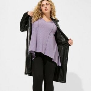 NWT Torrid 3 Purple Waffle Sharkbite Top, Plus Size Blouse 3X 22 24 Shirt